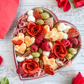 Valentine's Day Charcuterie Board in a Heart-shaped Candy Box