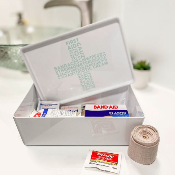 Guest bath toiletries and first aid kit