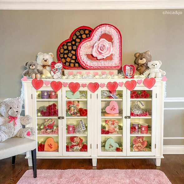 Vintage Valentine's Day Decor with Oversized Candy