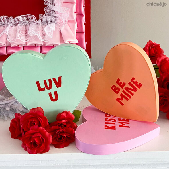 Vintage Valentine's Day decor with oversized candy