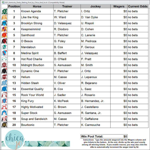 betting-pool-spreadsheet-for-the-2021-kentucky-derby-chica-and-jo