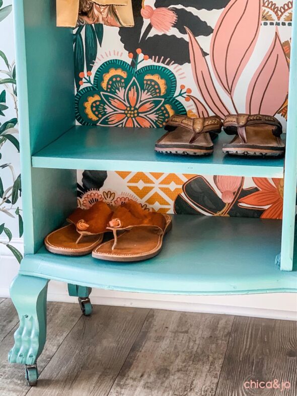 Transform a dated secretary desk into an entryway cabinet