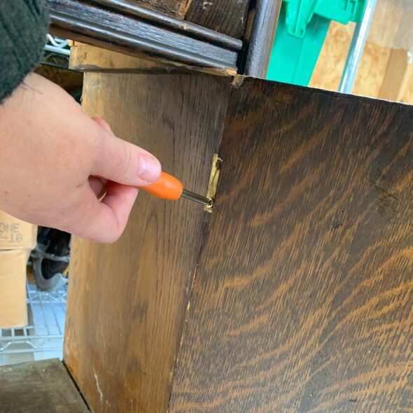 Transform a dated secretary desk into an entryway cabinet