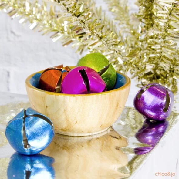 Create custom colored jingle bells with nail polish