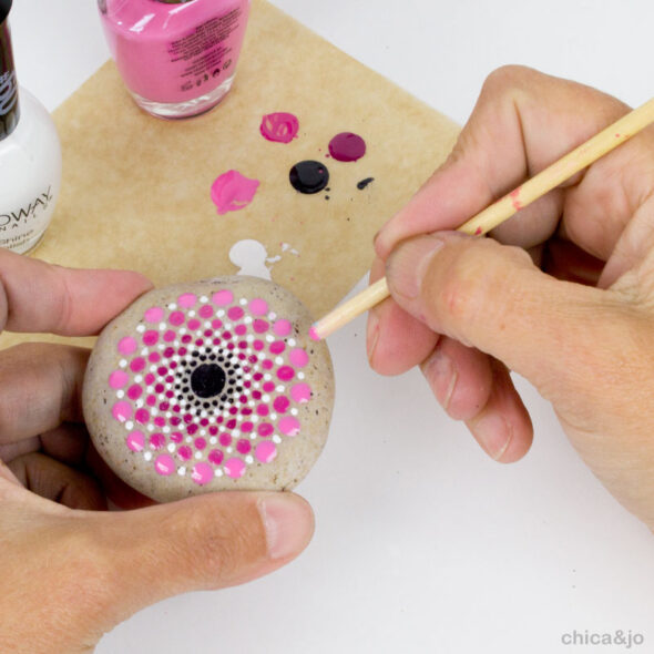 How to paint Mandala rocks with nail polish