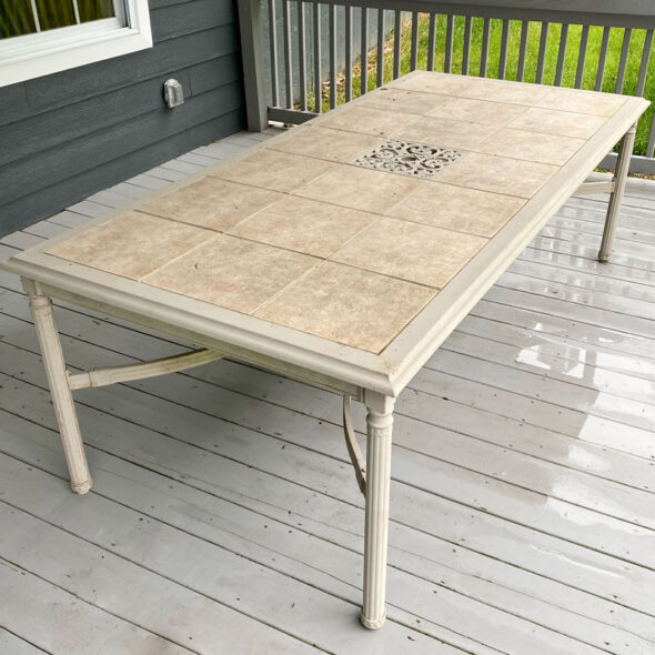 Tile top patio table makeover