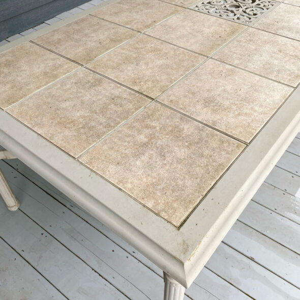 Tile top patio table makeover