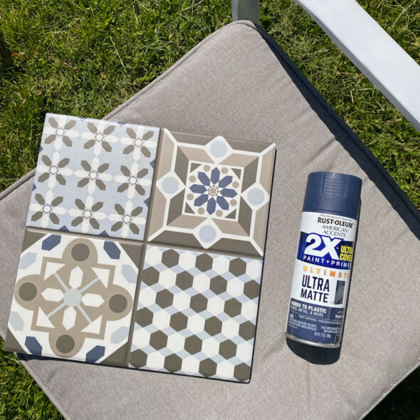 Tile top patio table makeover