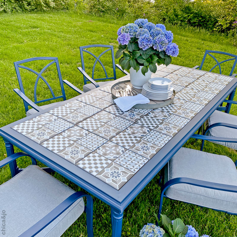 Tile Top Patio Table Makeover Chica, Outdoor Table Top Replacement Tiles