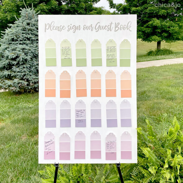 Unique Wedding Guest Book Made with Paint Swatches