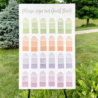 Unique Wedding Guest Book Made with Paint Swatches