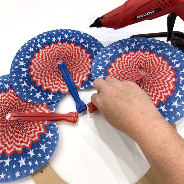 Fourth of July paper fan wreath