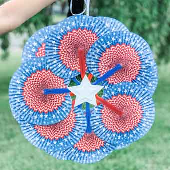 Fourth of July Paper Fan Wreath