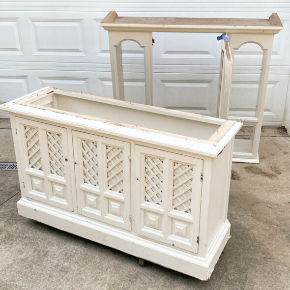 Refurbished hutch turned into a console table