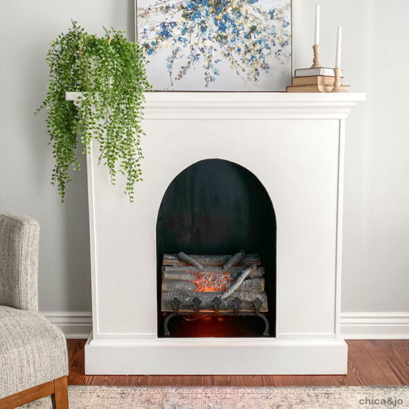 Hutch turned into faux fireplace