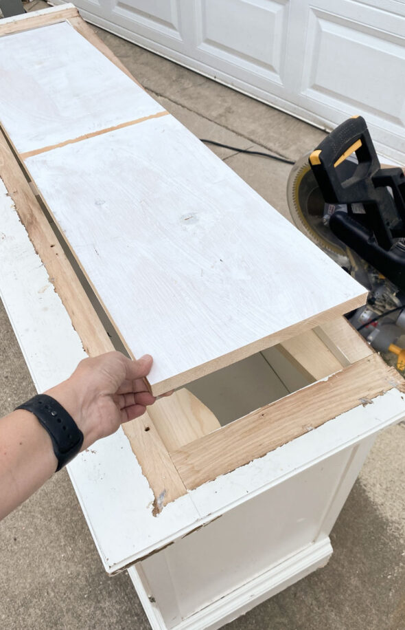 Refurbished hutch turned into a console table