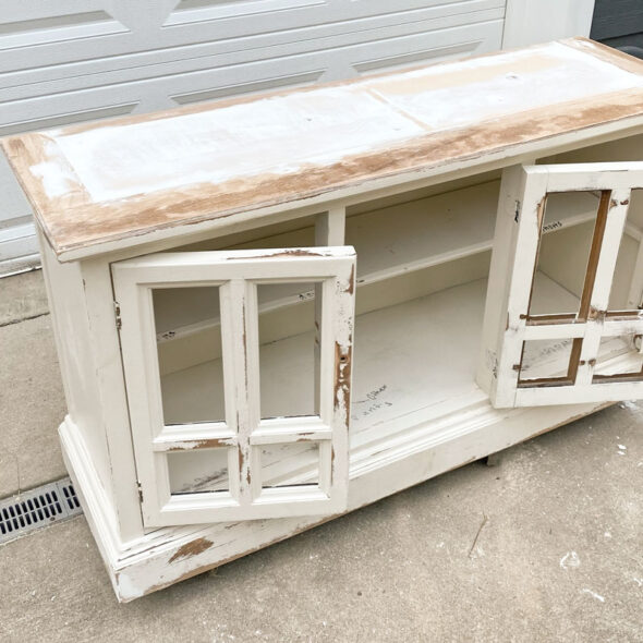 Refurbished hutch turned into a console table