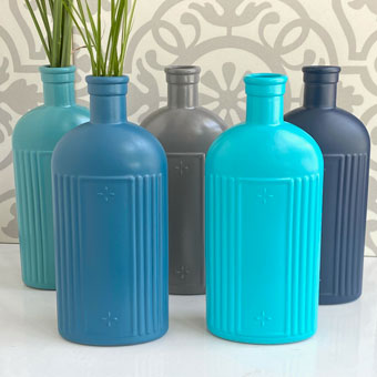 Spray Painted Glass Bottles for a Faux Ceramic Look
