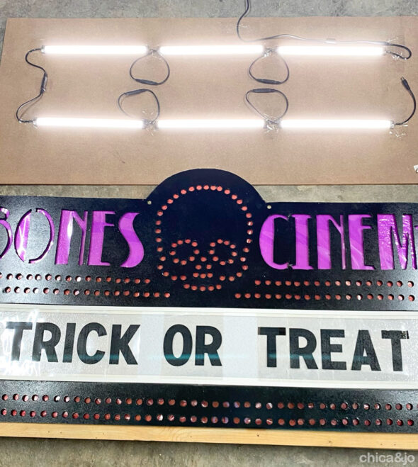 DIY movie theater lighted marquee sign