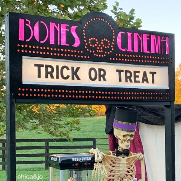 DIY movie theater lighted marquee sign