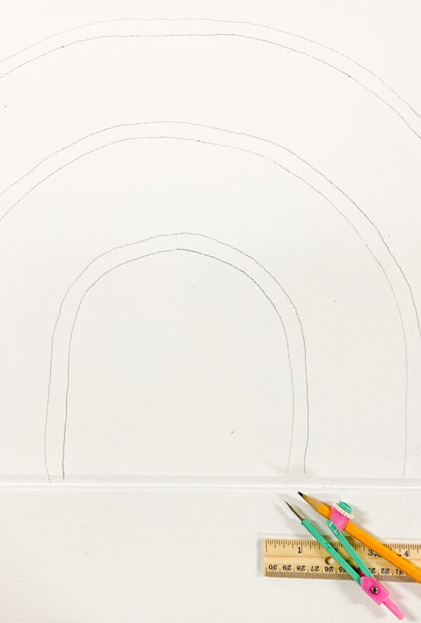 Retro rainbow painted headboard