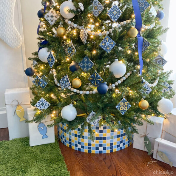 Portuguese tile themed Christmas tree