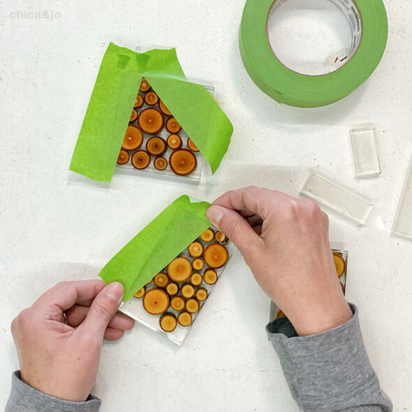 Christmas trees made from resin and wood slices