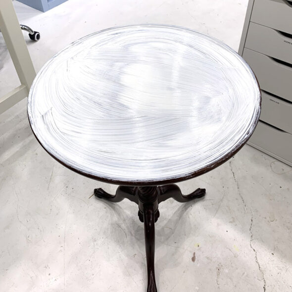 Resin topped side table with embedded coins