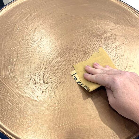 Resin topped side table with embedded coins