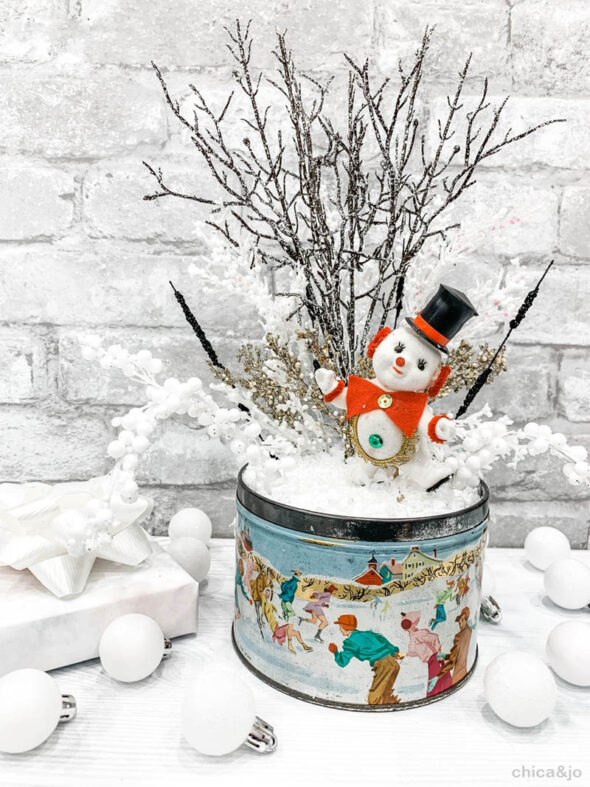 Use vintage containers to make Christmas decor