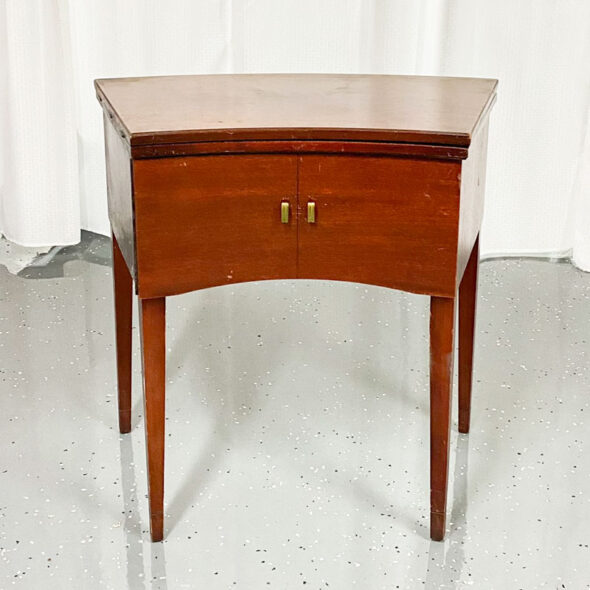 DIY bar cart from a vintage sewing machine cabinet