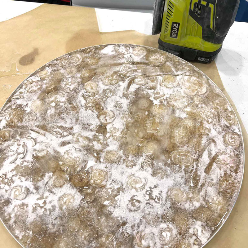 Resin Topped Side Table with Embedded Coins