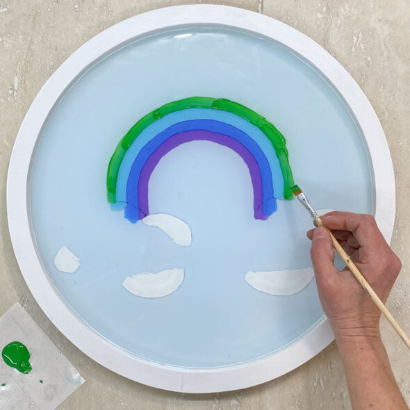 Painted rainbow layered resin art