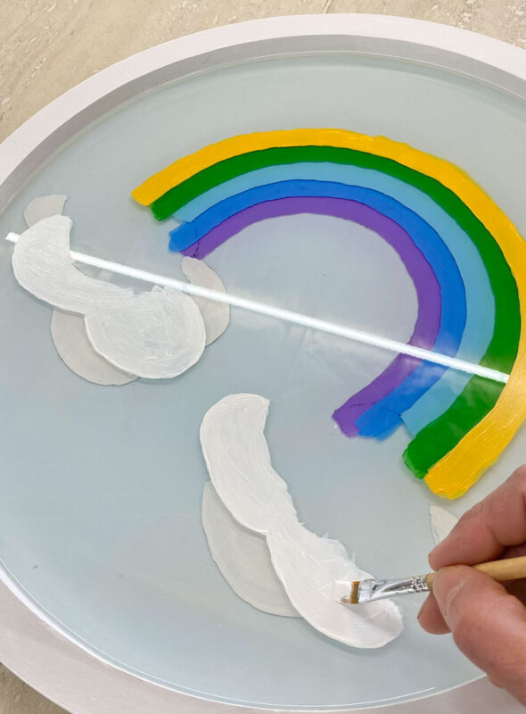 Painted rainbow layered resin art