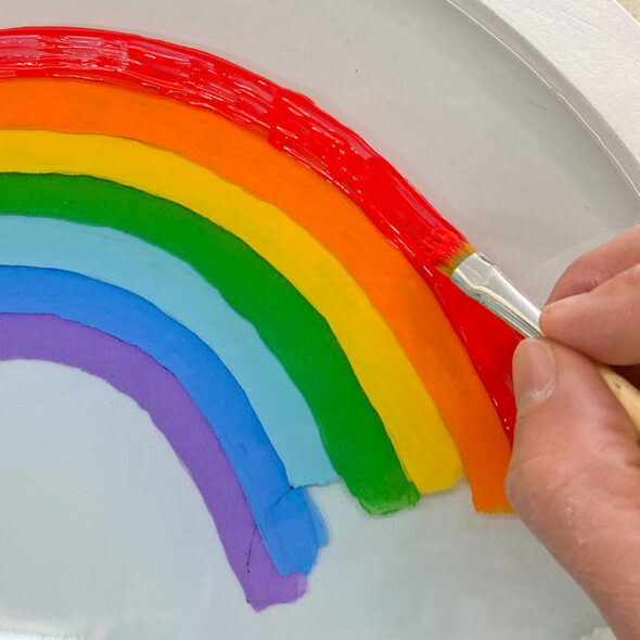 Painted rainbow layered resin art