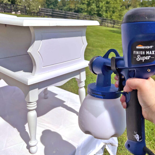 Floral nightstand makeover with wallpaper