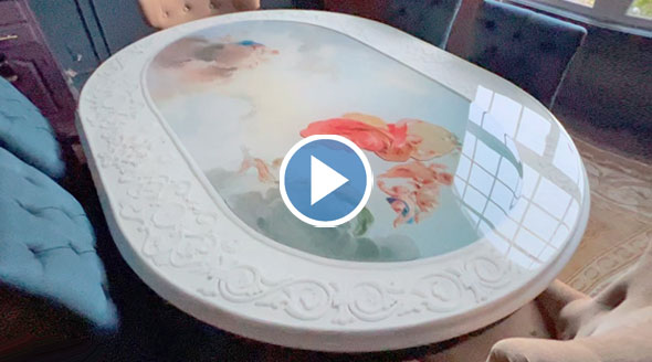 Unique layered resin dining room table | Chica and Jo