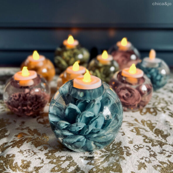 Sola Wood Flower and Resin Candle Holders