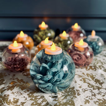 Sola Wood Flower and Resin Candle Holders