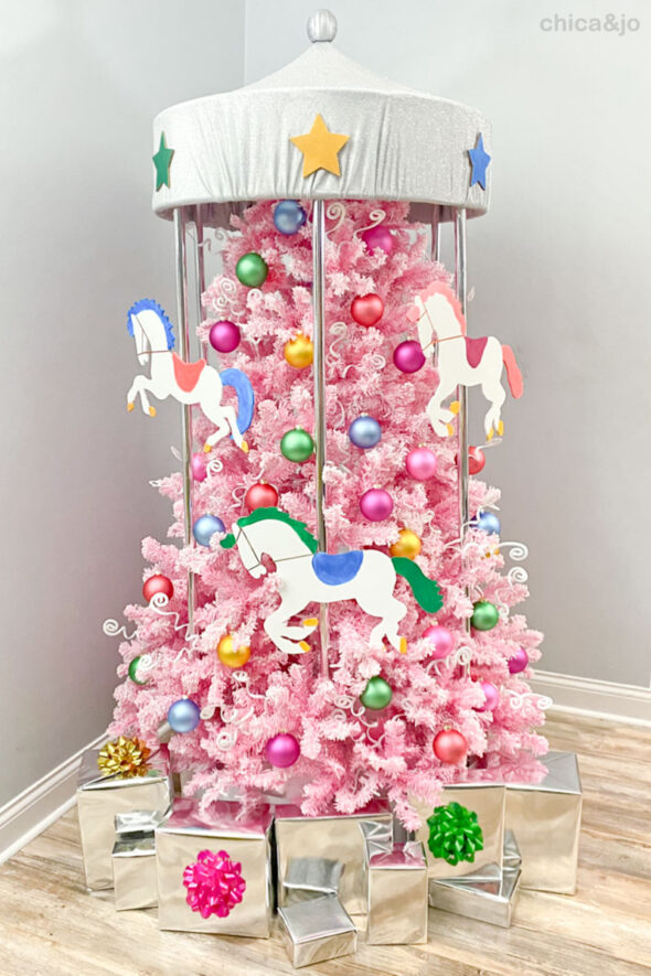 Unique Christmas tree ideas - pink carousel tree