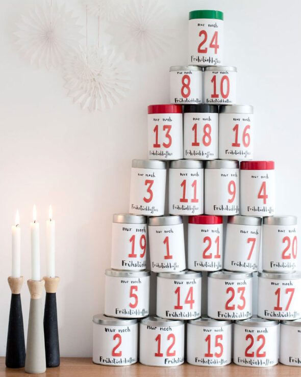 diy advent calendar ideas - illy coffee tins