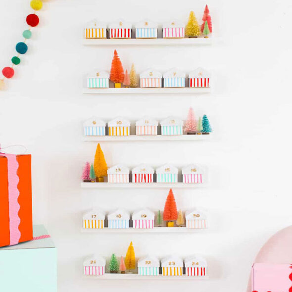 diy advent calendar ideas - mini striped houses