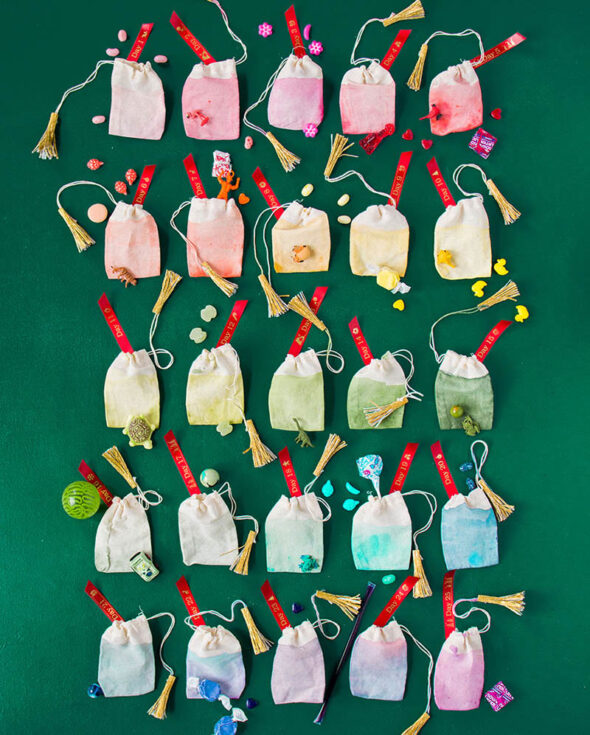 diy advent calendar idea - ombre muslin bags