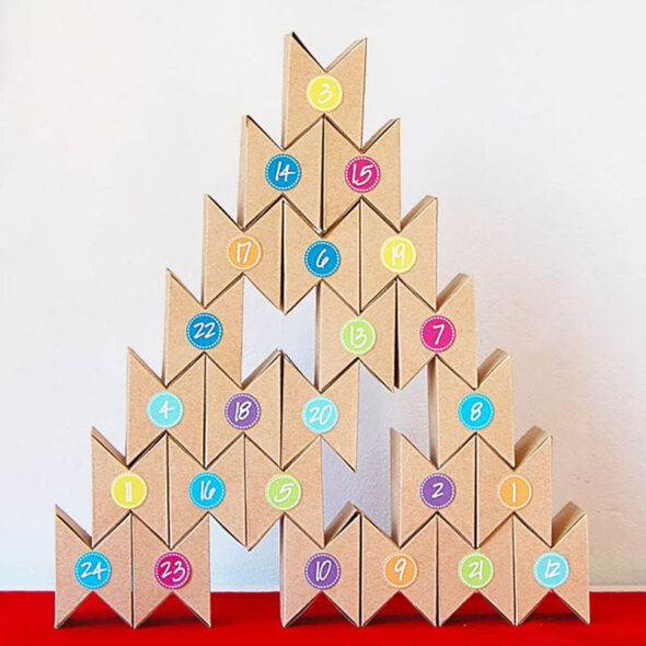 diy advent calendar ideas - stacked bow-tie boxes