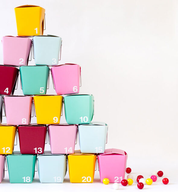 diy advent calendar ideas - chinese takeout containers