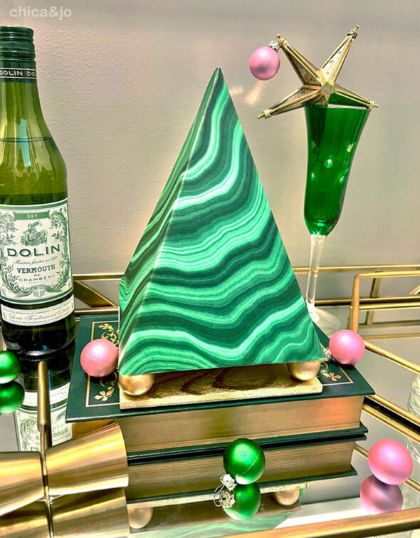 faux malachite Christmas trees