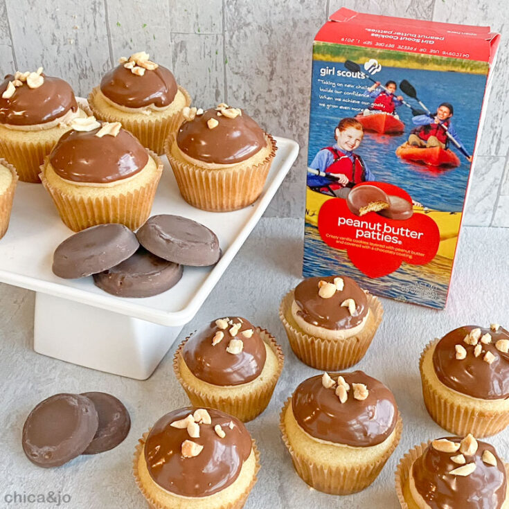 Girl Scout Peanut Butter Patties (Tagalongs) cupcakes