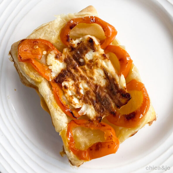 upside down puff pastry recipe - sweet peppadew peppers cream cheese