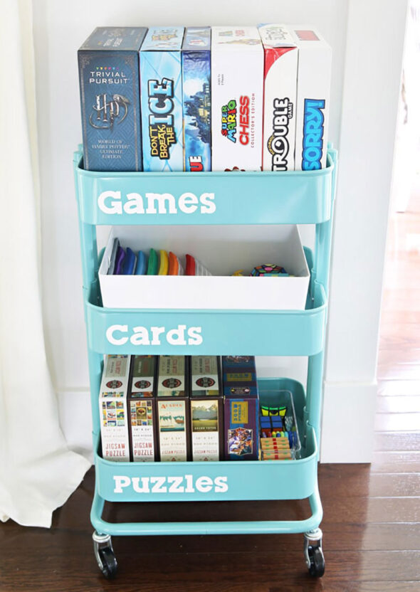 board game storage solutions - rolling utility cart
