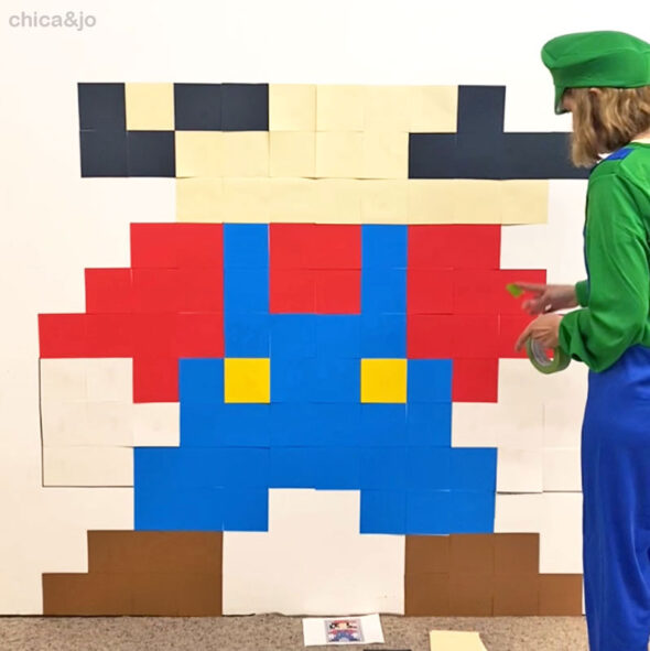 super mario brothers 8bit pixel art - party decor backdrop